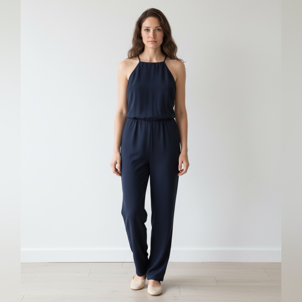 Lulus Crossover Front Navy Jumpsuit